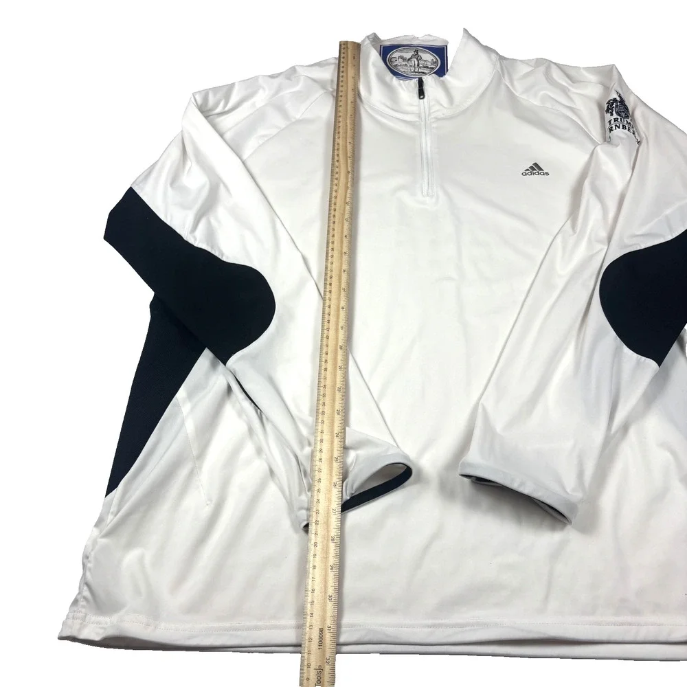 ADIDAS GOLF MEN'S 1/4 ZIP CLIMASTORM PULLOVER WHITE BLACK 2XL TRUMP TURNBERRY